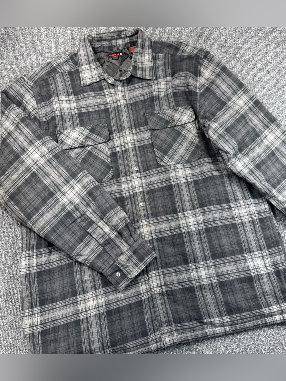 Wolverine Quilted Insulated Plaid Flannel Shirt Jacket Shacket Size XL
